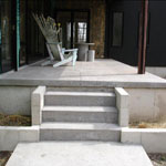 Stamped concrete patio, steps and sidewalk at a new home on Park St. in Saugatuck